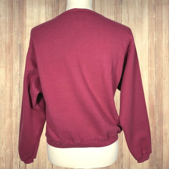 Vintage Russell Womens Sweatshirt Top M Red Studded Flower Crop Boxy Sweater USA - Picture 4 of 12